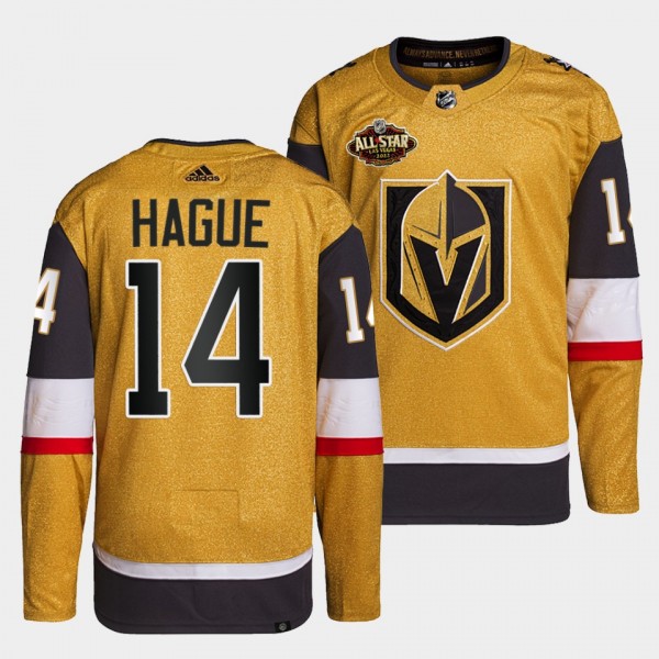Nicolas Hague #14 Golden Knights Authentic Primegreen Gold Jersey 2022 All-Star