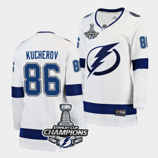 Nikita Kucherov Tampa Bay Lightning 2021 Stanley Cup Champions White Away Women Jersey