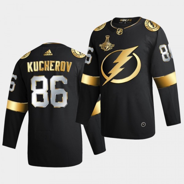 Tampa Bay Lightning Nikita Kucherov 2020 Stanley Cup Champions Authentic Golden Limited Black Jersey