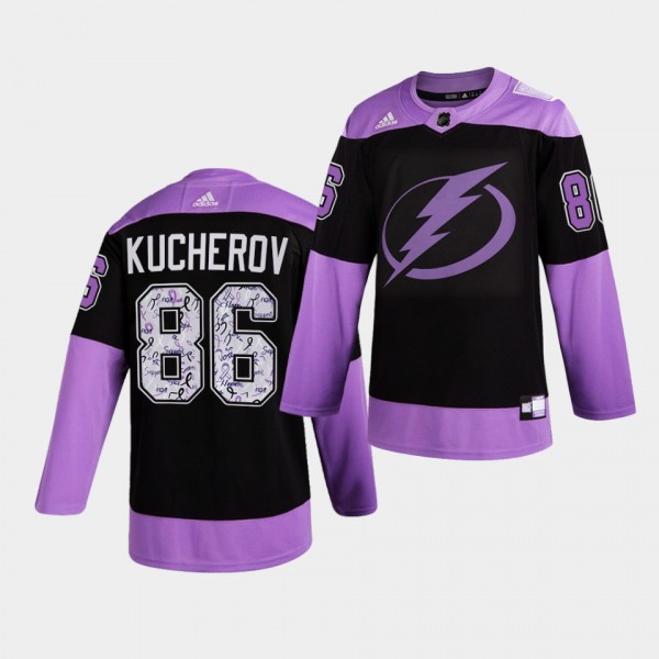 Tampa Bay Lightning Nikita Kucherov HockeyFightsCancer Jersey Purple Authentic