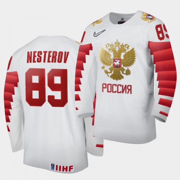 Russia Nikita Nesterov 2020 IIHF World Ice Hockey White Home Jersey
