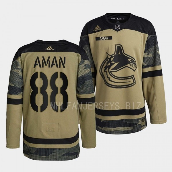 2022 Armed Forces Nils Aman Vancouver Canucks Gree...