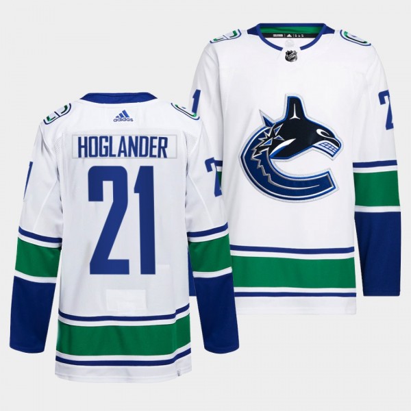Vancouver Canucks Away Nils Hoglander #21 White Jersey Primegreen Authentic Pro