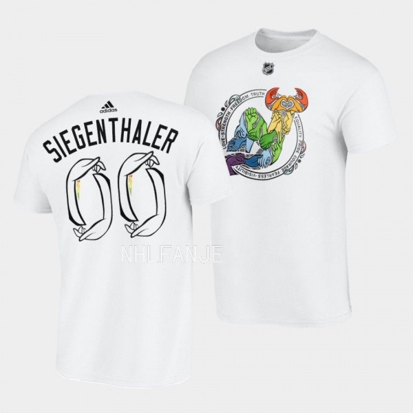 Jonas Siegenthaler 2022-23 Pride New Jersey Devils White T-Shirt Limited Edition