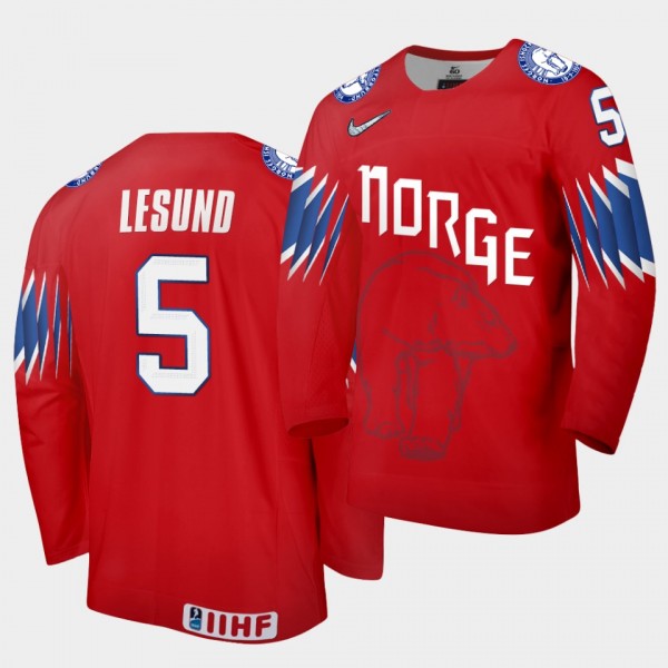 Erlend Lesund Norway Team 2021 IIHF World Championship Limited Red Jersey