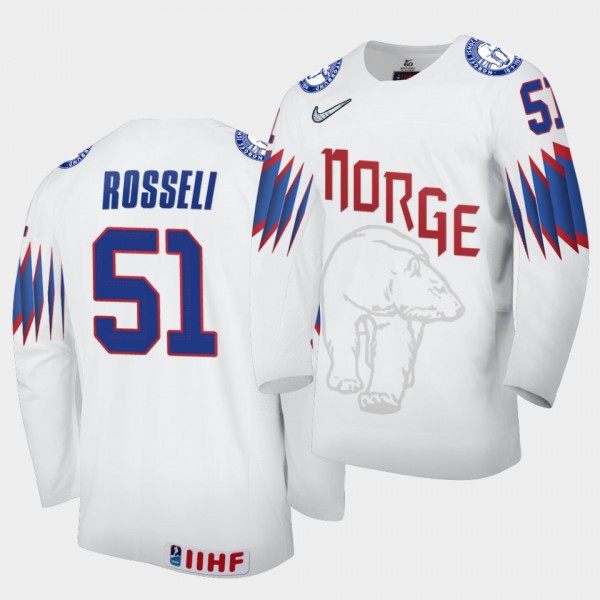 Norway Team Mats Rosseli Olsen 2021 IIHF World Championship #51 Home White Jersey