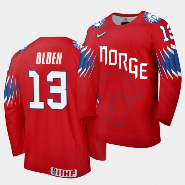 Sondre Olden Norway Team 2021 IIHF World Championship Limited Red Jersey