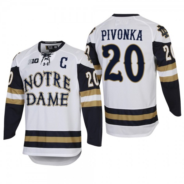 Jake Pivonka #20 Notre Dame Fighting Irish 2022 College Hockey White Jersey