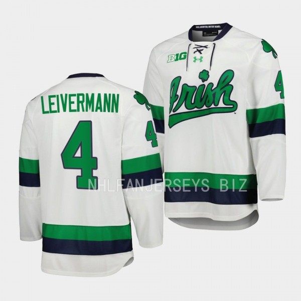 Nick Leivermann Notre Dame Fighting Irish College Hockey White Replica Jersey 4