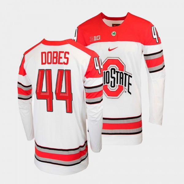 Jakub Dobes Ohio State Buckeyes College Hockey White Jersey 44