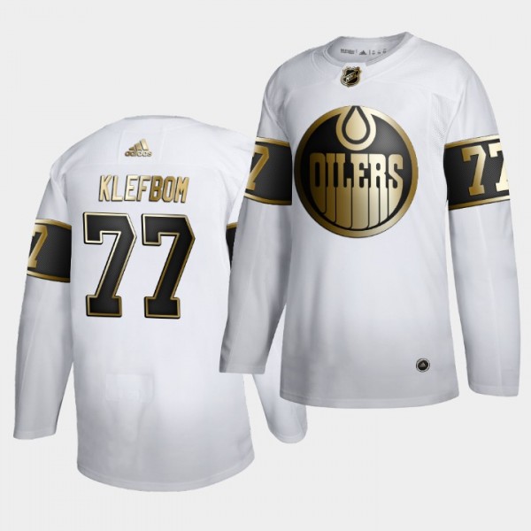 Oscar Klefbom #77 NHL Oilers Golden Edition White ...