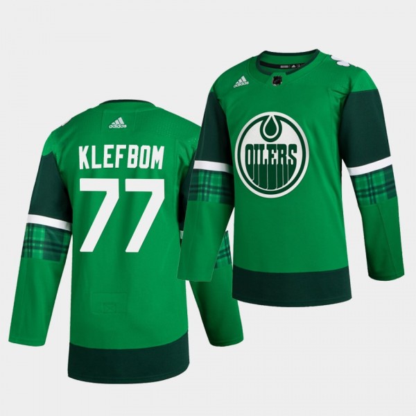 Oscar Klefbom Oilers 2020 St. Patrick's Day Green Authentic Player Jersey