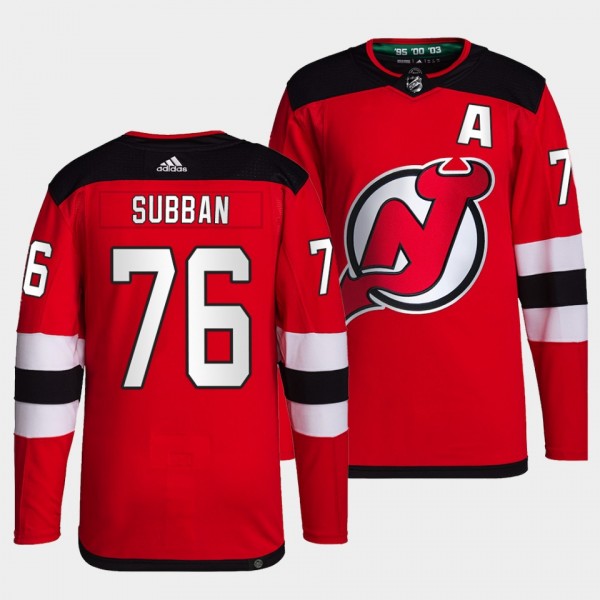 P.K. Subban #76 Devils Home Red Jersey 2021-22 Pri...