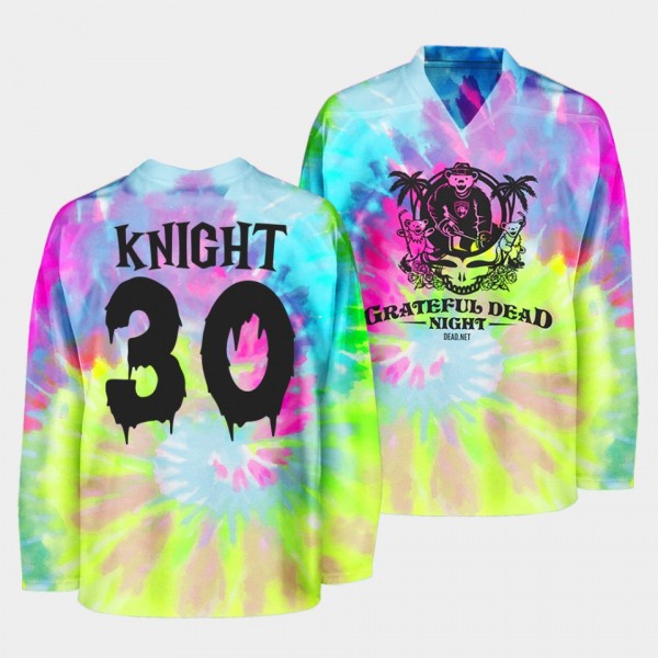 Florida Panthers Grateful Dead Night Spencer Knight #30 Tie-Dye Sweatshirt Halloween