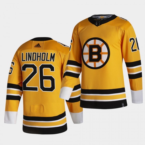Boston Bruins 2021 Reverse Retro Par Lindholm Gold...