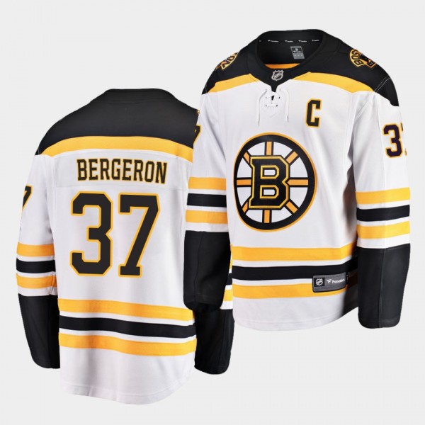Patrice Bergeron Boston Bruins Away White 2021 Cap...