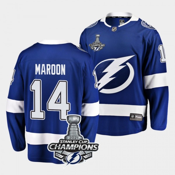 2021 Stanley Cup Champions Tampa Bay Lightning Patrick Maroon Blue Home 14 Jersey