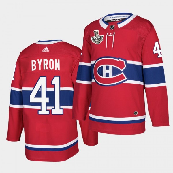 Paul Byron #41 Canadiens 2021 de la Coupe Stanley Finale Red French-Language Patch Jersey