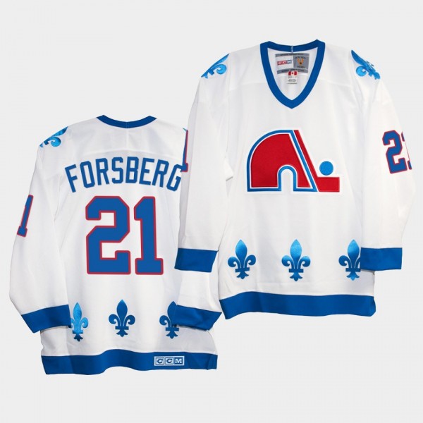 Peter Forsberg Quebec Nordiques Vintage Heritage White Replica Jersey
