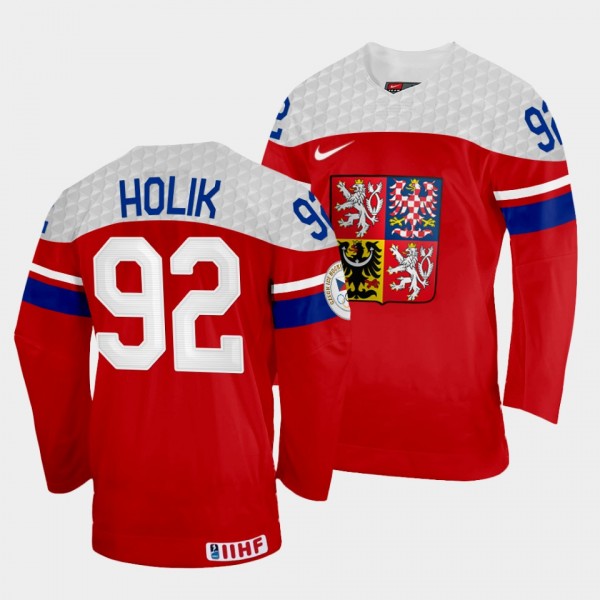 Czech Republic 2022 IIHF World Championship Petr Holik #92 Red Jersey Away
