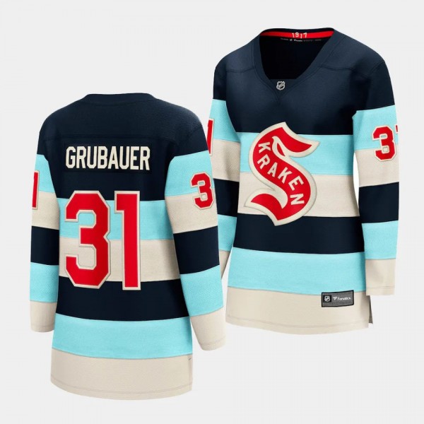 Seattle Kraken Philipp Grubauer 2024 NHL Winter Classic Breakaway Player Women Blue Jersey