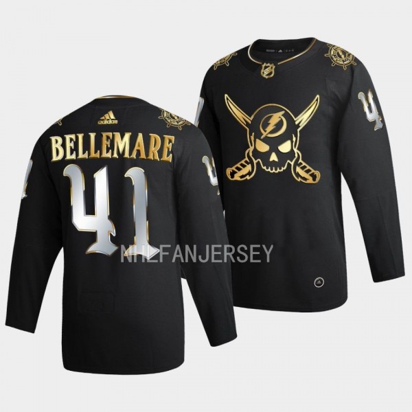 Pierre-Edouard Bellemare Tampa Bay Lightning Gasparilla inspired #41 Black Golden Edition Jersey