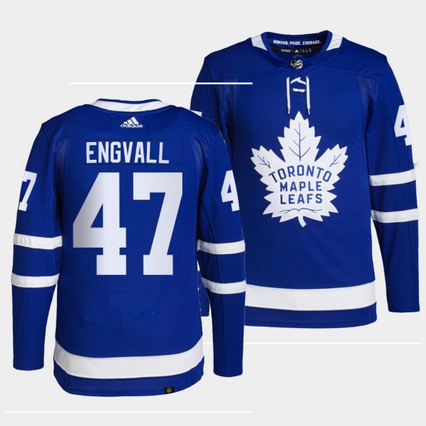 Pierre Engvall #47 Maple Leafs Home Blue Jersey 2021-22 Primegreen Authentic