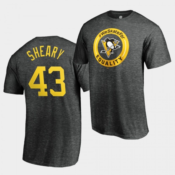Pittsburgh Penguins Conor Sheary We Skate For Equality Heathered Gray T-Shirt - Hockey is Back