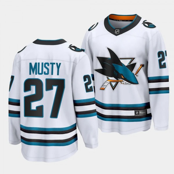 San Jose Sharks Quentin Musty 2023 NHL Draft White Away Jersey Premier Breakaway