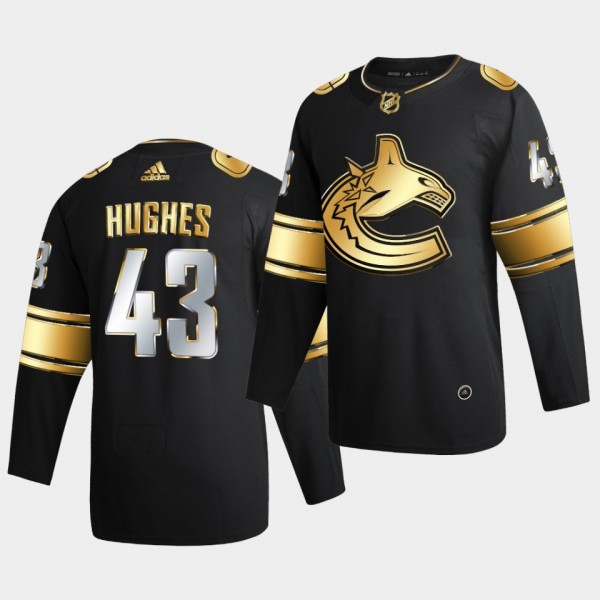 Vancouver Canucks Quinn Hughes 2020-21 Golden Edition Limited Authentic Black Jersey