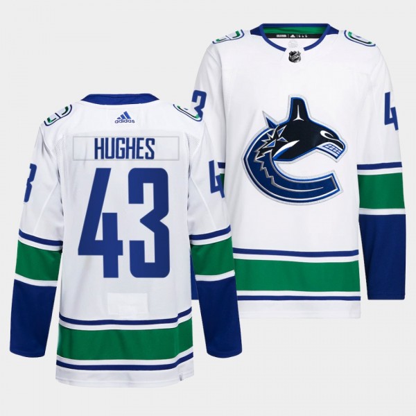 Vancouver Canucks Away Quinn Hughes #43 White Jers...
