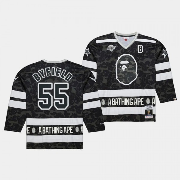 Los Angeles Kings NHL BAPE Mitchell Ness Quinton Byfield Black #55 Camo Jersey
