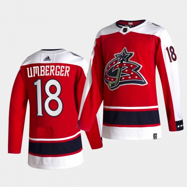 Columbus Blue Jackets 2021 Reverse Retro R.J. Umberger Red Authentic Jersey