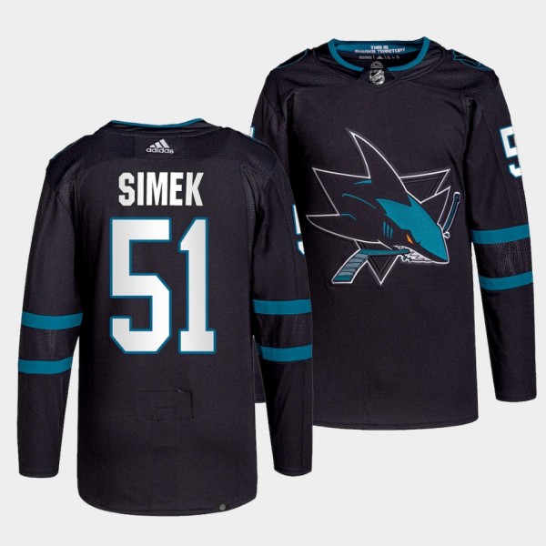 Radim Simek #51 Sharks Alternate Black Jersey 2021-22 Authentic Pro