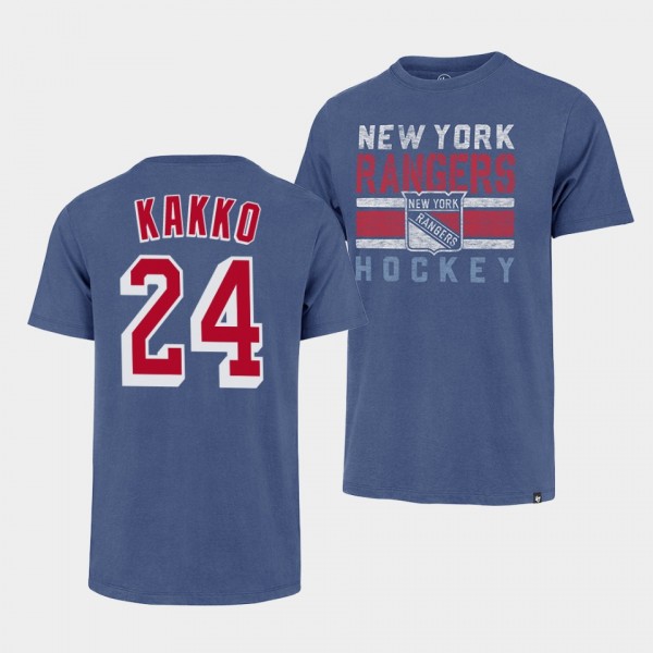 New York Rangers Kaapo Kakko 2022 NHL Playoffs Premier Franklin Blue #24 T-Shirt