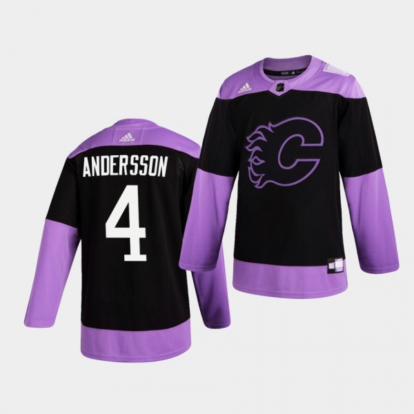 Calgary Flames Rasmus Andersson HockeyFightsCancer Jersey Purple Authentic