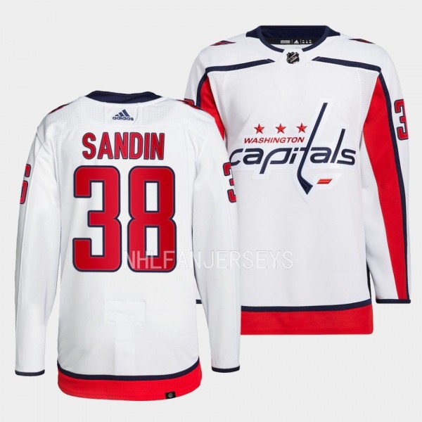 Washington Capitals Away Rasmus Sandin #38 White J...