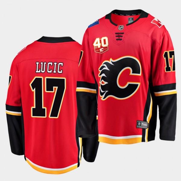 Milan Lucic #17 Flames 40th Anniversary 2019-20 Home Men's Jersey