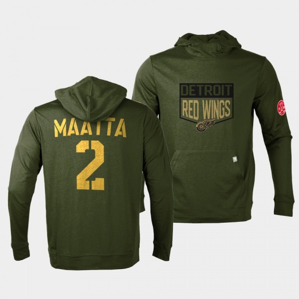 Detroit Red Wings Olli Maatta 2022 Salute to Service Olive Levelwear Hoodie Pullover
