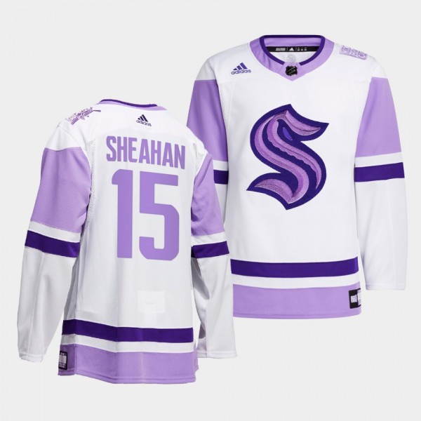 Seattle Kraken Riley Sheahan 2021 HockeyFightsCancer Jersey #15 White Special