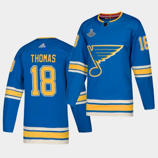 Robert Thomas Blues #18 Alternate Authentic 2019 Stanley Cup Champions Jersey