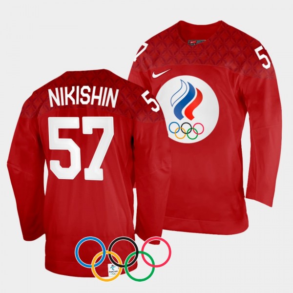 Russia Hockey #57 Alexander Nikishin 2022 Winter Olympics Red Jersey Home