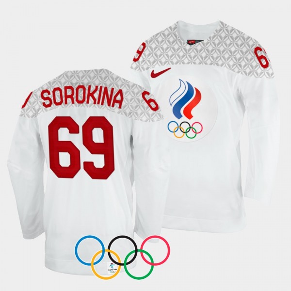 ROC Hockey 2022 Winter Olympics Maria Sorokina #69 White Jersey Away