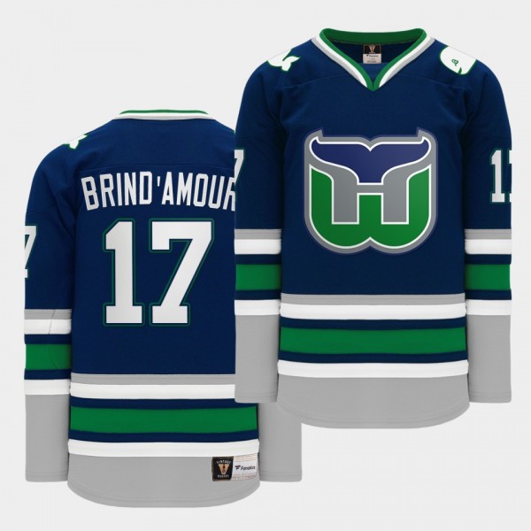 Rod Brind'Amour #17 Hartford Heritage 2020 Whalers Night Throwback Navy Jersey
