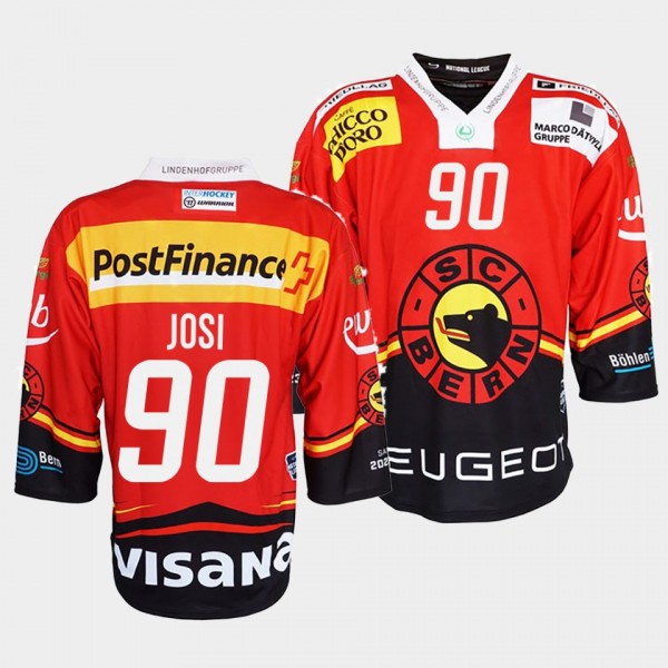 SC Bern Roman Josi #90 Jersey Men's Red Ice Hockey Club Shirt