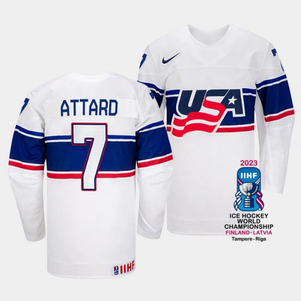 USA 2023 IIHF World Championship Ronnie Attard #7 ...