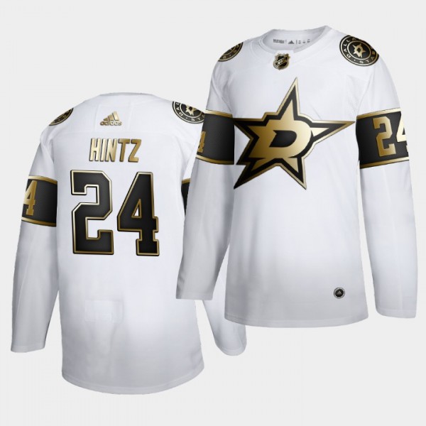 Roope Hintz #24 Stars Golden Edition White Authent...