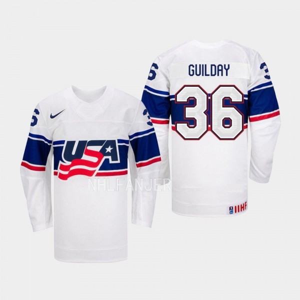 USA Hockey IIHF Rory Guilday #36 White Jersey Home