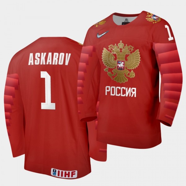 Yaroslav Askarov Russia Team 2021 IIHF World Junior Championship Jersey Away Red
