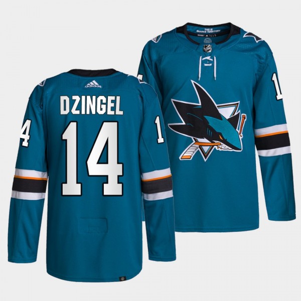 Ryan Dzingel Sharks Home Teal Jersey #14 Authentic...